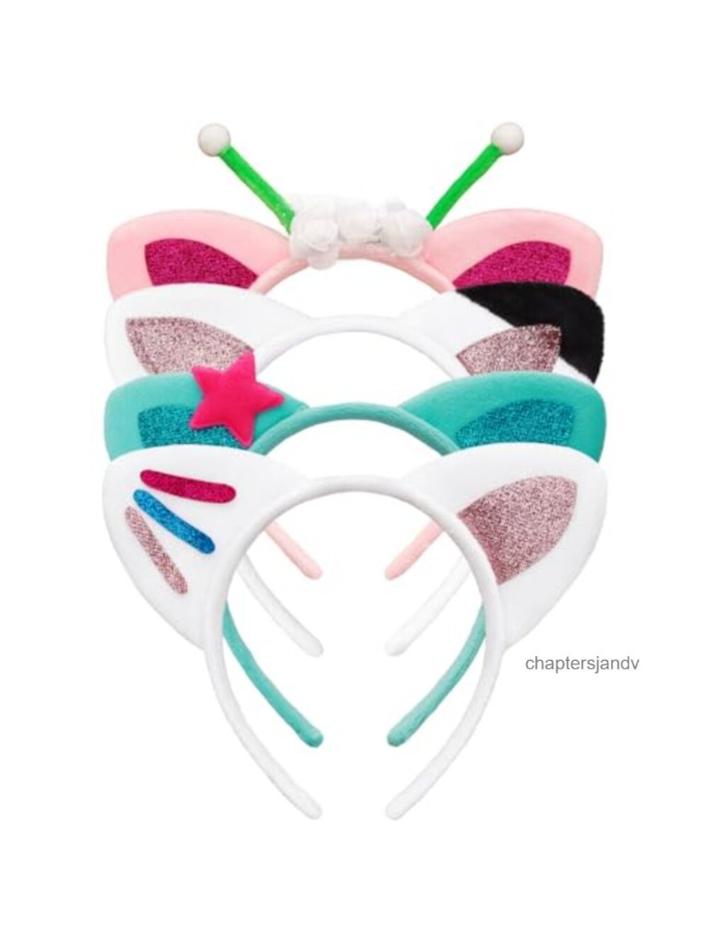 Cat Ears Headband 4 Pc Flannel Hair Hoop Halloween Cosplay Party